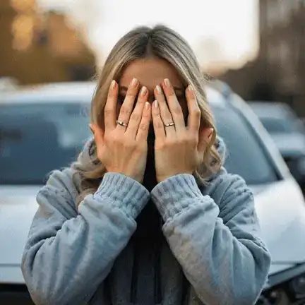 Baby face filter video: a blonde woman in a grey hoodie lowers her hands to reveal a much younger-looking face